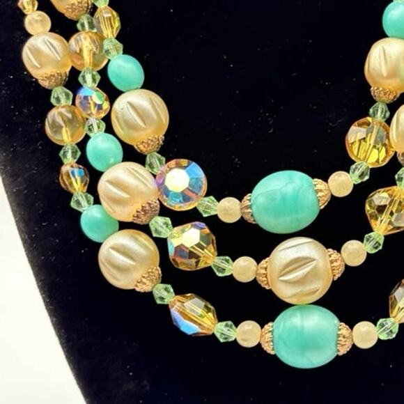 Turquoise & Gold Beaded Necklace - Picture 3 of 4